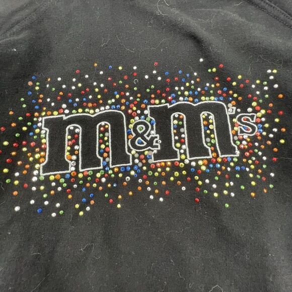 M&M World Womens Long Sleeve Zip Up Sweatshirt Size Small Black Multicolor Gems - Picture 5 of 5